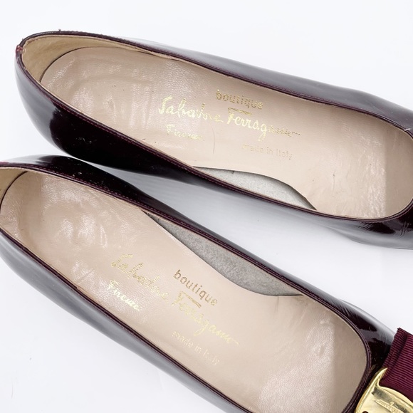 Vintage Salvatore Ferragamo Boutique Purple Patent Leather Vara Bow Pump 9.5 AAA - Picture 4 of 12